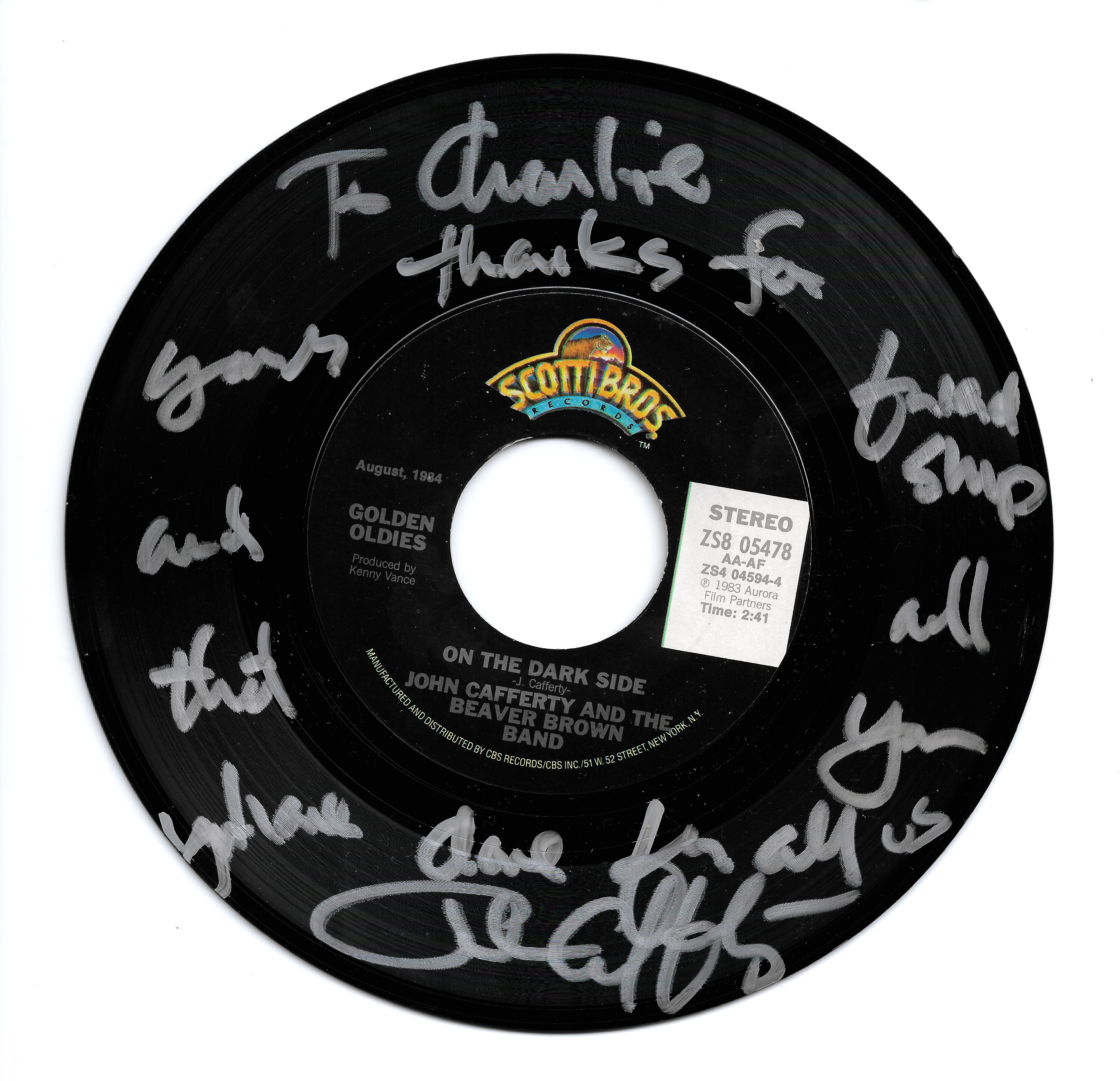 Charlie Schmitt's kind words from a true rock star, John Cafferty of John Cafferty and The Beaver Brown Band